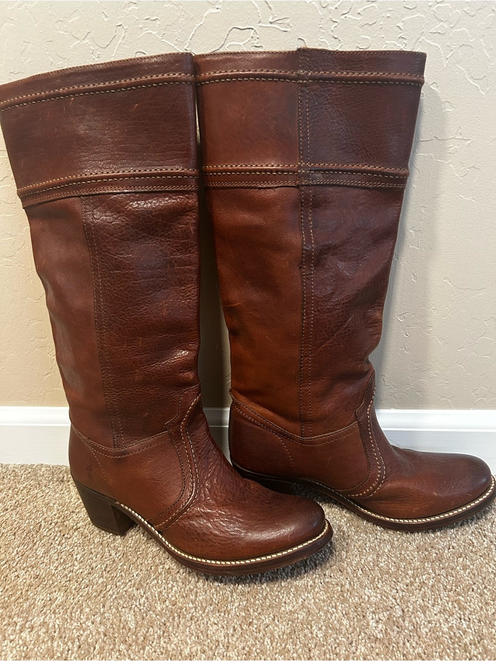 Frye Tall Brown Leather Western Riding Boots